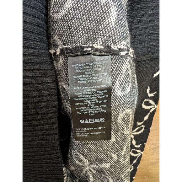 Maeve by Anthropologie Sweater Women XS Black White Bows Print Knit Half Zip NWT - Picture 4 of 4